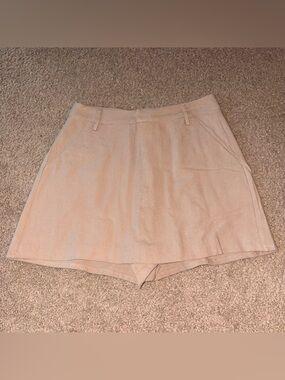 Womens High-Rise Tan Skort with Belt Loops